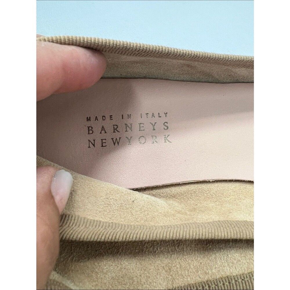 Barneys New York Taupe Suede Embellished Ballet Flats - Picture 3 of 6